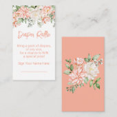 Perzik Floral Neutral Baby shower Luier Raffle Informatiekaartje (Voorkant / Achterkant)