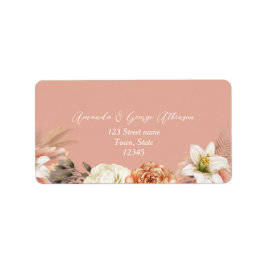 Perzik Floral Wedding Retour Adres Label