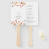 Perzik Floral Wildflower Wedding Program Hand Fan Handwaaier (Voorkant en achterkant)