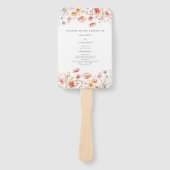Perzik Floral Wildflower Wedding Program Hand Fan Handwaaier (Voorkant)