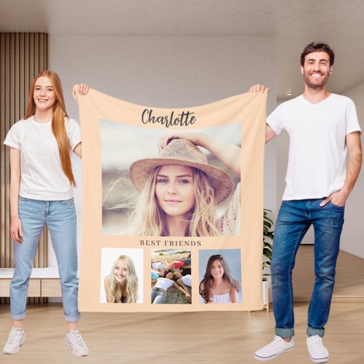 Perzik foto collage meisje vrienden fleece deken