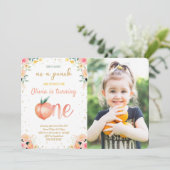 Perzik Foto Uitnodigingen  (Staand voorkant)