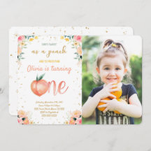 Perzik Foto Uitnodigingen 