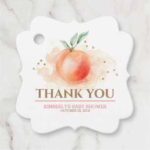 Perzik Fruit Baby shower Bedankjes Labels