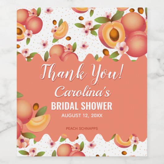 Perzik Fruit Bloem Wijn Etiket (Enkel label)