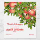 Perzik Fruit Bloem Wijn Etiket (Enkel label)