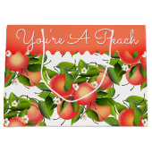 Perzik Fruit Bloemen Botanische Grote Gift Bag Groot Cadeauzakje (Voorkant)