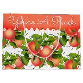 Perzik Fruit Bloemen Botanische Grote Gift Bag Groot Cadeauzakje (Achterkant)