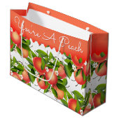 Perzik Fruit Bloemen Botanische Grote Gift Bag Groot Cadeauzakje (Voorkant Gekanteld)