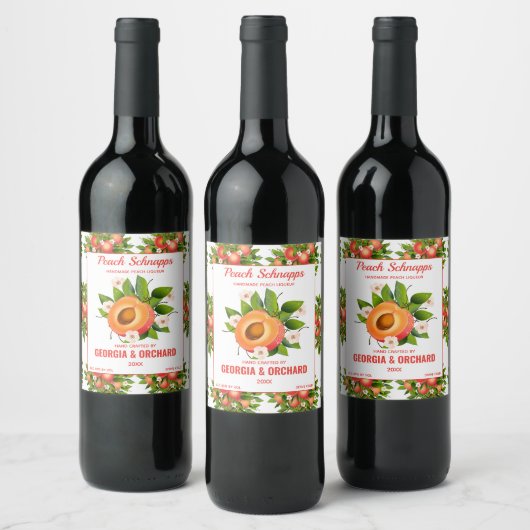 Perzik Fruit Bloemig Wijn Etiket (Flessen)