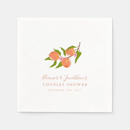 Perzik Fruit Boho Zomer Koppel Bruiloft Feest Servet (Voorkant)