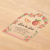 Perzik Fruit Boog Bruiloft Save the Date Acryl Uitnodigingen (Laagn)
