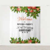 Perzik Fruit Bruiloft Achtergrond Wandkleed (Voorkant)