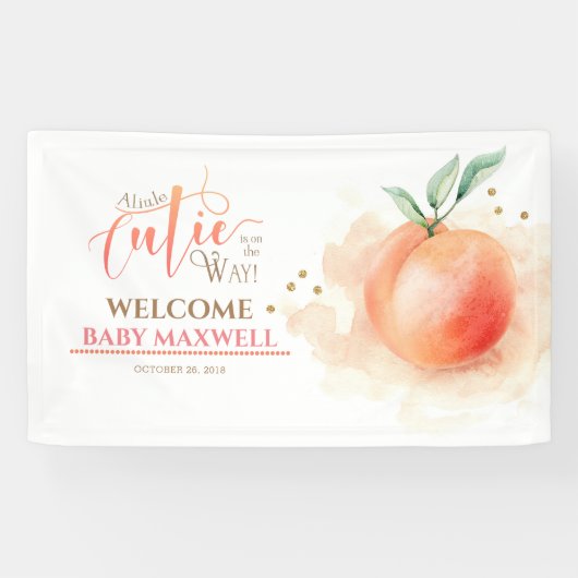Perzik Fruit Modern Baby shower Spandoek (Horizontaal)