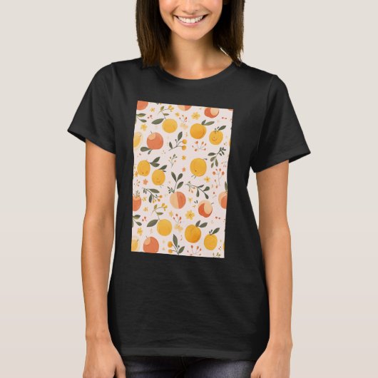  perzik fruit patroon kunst t-shirt (Voorkant)