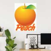 Perzik Fruit Retro Oranje Poster (Thuiskantoor)