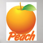 Perzik Fruit Retro Oranje Poster (Voorkant)