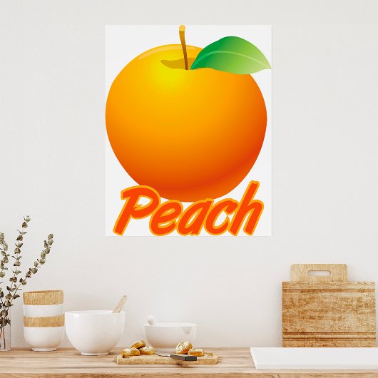 Perzik Fruit Retro Oranje Poster