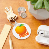 Perzik Fruit Retro Oranje Sleutelhanger