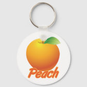 Perzik Fruit Retro Oranje Sleutelhanger (Voorkant)