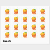 Perzik Fruit Retro Oranje Vierkante Sticker (Vel)