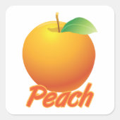 Perzik Fruit Retro Oranje Vierkante Sticker (Voorkant)