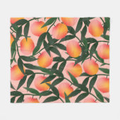 Perzik fruit roze achtergrond patroon. fleece deken (Voorkant (Horizontaal))