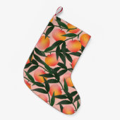 Perzik fruit roze achtergrond patroon. kleine kerstsok (Voorkant (Hangend))