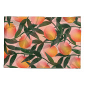 Perzik fruit roze achtergrond patroon. kussensloop (Achterkant)