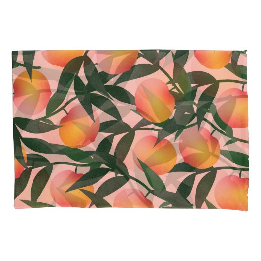 Perzik fruit roze achtergrond patroon. kussensloop (Voorkant)