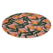 Perzik fruit roze achtergrond patroon. snijplank (Hoek)