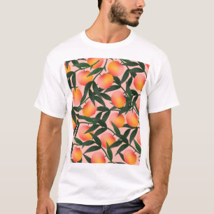 Perzik fruit roze achtergrond patroon. t-shirt