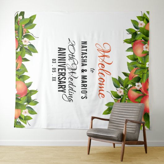 Perzik Fruit Trouw Achtergrond Wandkleed (In Situ (horizontaal))