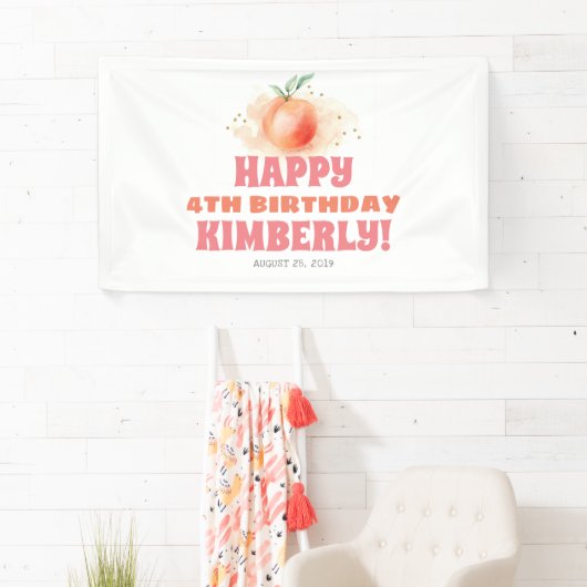 Perzik Fruit Zoet Verjaardagsfeest Spandoek (Insitu)