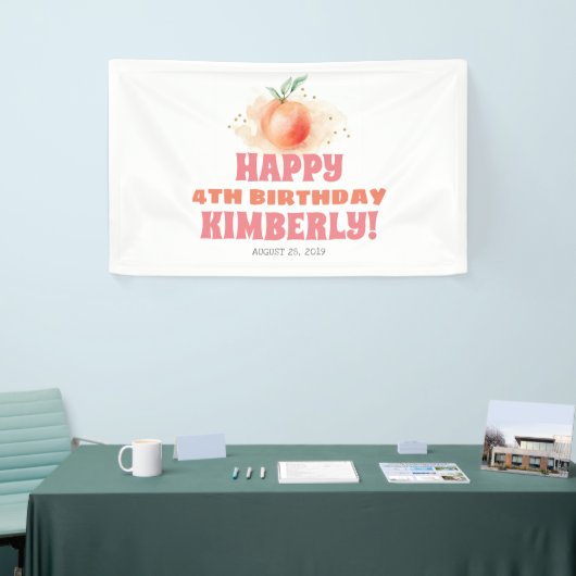 Perzik Fruit Zoet Verjaardagsfeest Spandoek (Beurs)