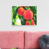 Perzik Fruitboom Tak Gestrekte Canvasprint Canvas Afdruk (Insitu (Woonkamer))