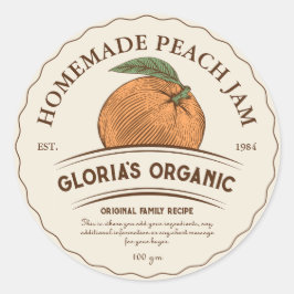  perzik fruitjam aangepaste productetiket ronde sticker