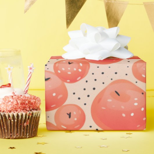 Perzik Fuzz Abstract Botanisch Fruitig Patroon 10 Cadeaupapier (Verjaardagsfeest)