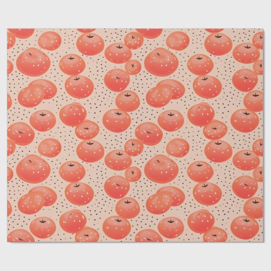 Perzik Fuzz Abstract Botanisch Fruitig Patroon 10 Cadeaupapier (Vlak)