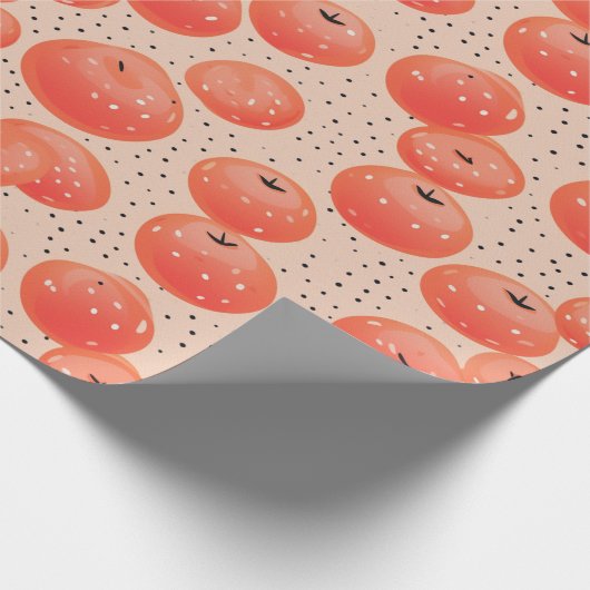 Perzik Fuzz Abstract Botanisch Fruitig Patroon 10 Cadeaupapier (Hoek)