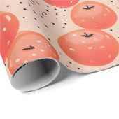 Perzik Fuzz Abstract Botanisch Fruitig Patroon 10 Cadeaupapier (Rol Hoek)