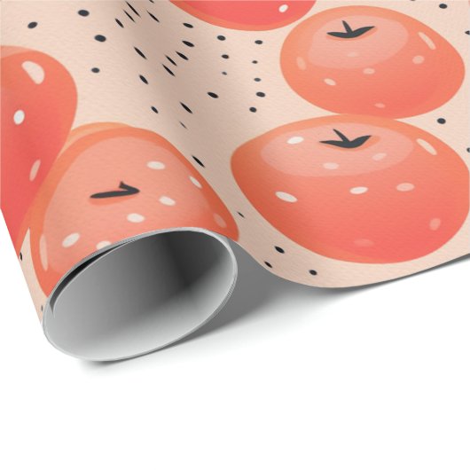 Perzik Fuzz Abstract Botanisch Fruitig Patroon 10 Cadeaupapier (Rol Hoek)