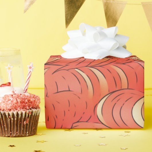 Perzik Fuzz Abstract Botanisch Fruitig Patroon 1 Cadeaupapier (Verjaardagsfeest)