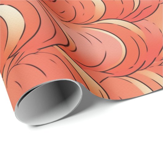 Perzik Fuzz Abstract Botanisch Fruitig Patroon 1 Cadeaupapier (Rol Hoek)