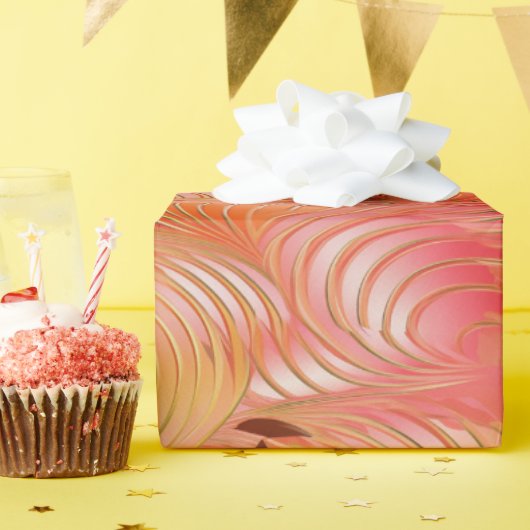 Perzik Fuzz Abstract Botanisch Fruitig Patroon 3 Cadeaupapier (Verjaardagsfeest)