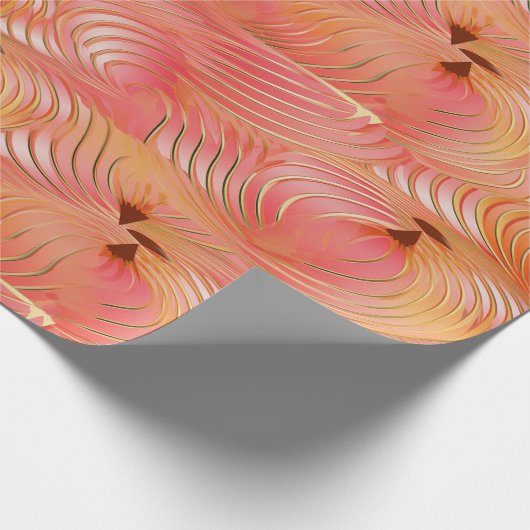 Perzik Fuzz Abstract Botanisch Fruitig Patroon 3 Cadeaupapier (Hoek)