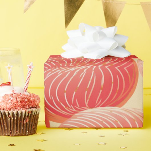 Perzik Fuzz Abstract Botanisch Fruitig Patroon 4 Cadeaupapier (Verjaardagsfeest)