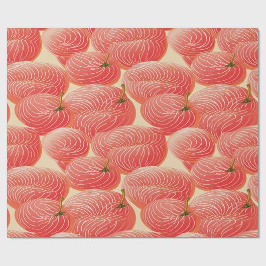 Perzik Fuzz Abstract Botanisch Fruitig Patroon 4 Cadeaupapier (Vlak)