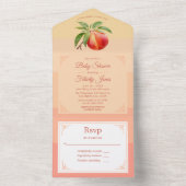 Perzik Fuzz Baby Shower All In One Uitnodiging (Binnen)