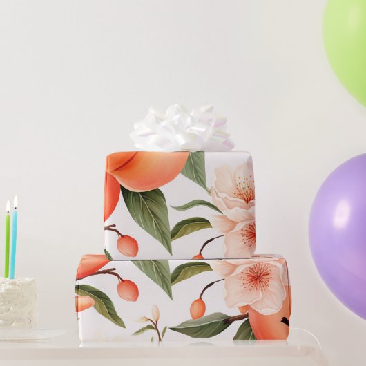 Perzik Fuzz Baby Shower Cadeaupapier (Feestgeschenken)